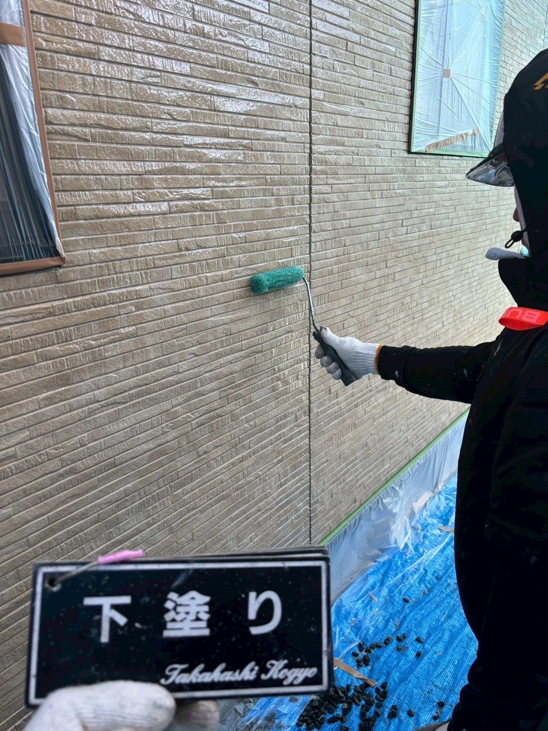UVクリアー下塗り作業
