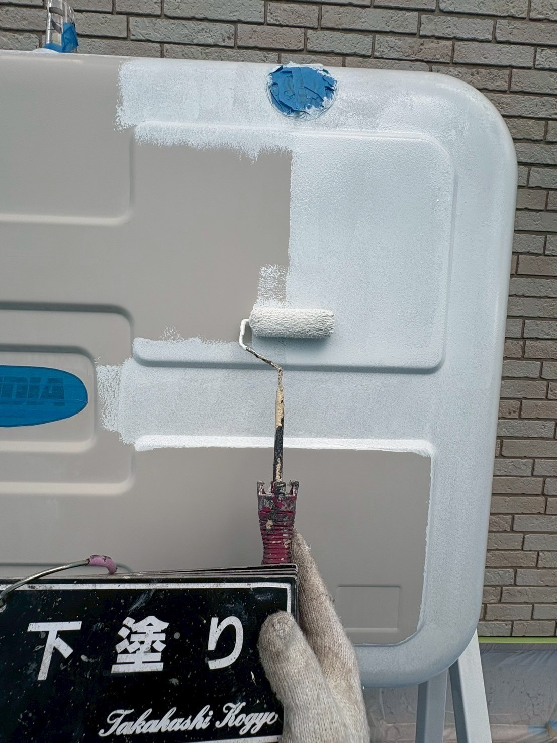 ホームタンク下塗り作業