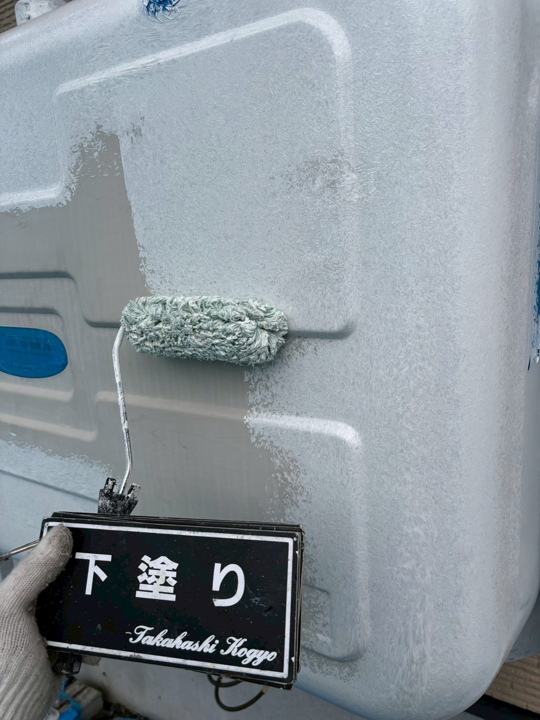 ホームタンク下塗り作業(錆止)