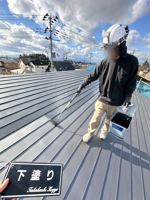 屋根錆止め塗布