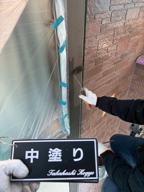 付帯部中塗り作業
