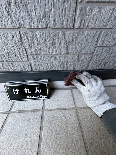 土台水切りケレン作業