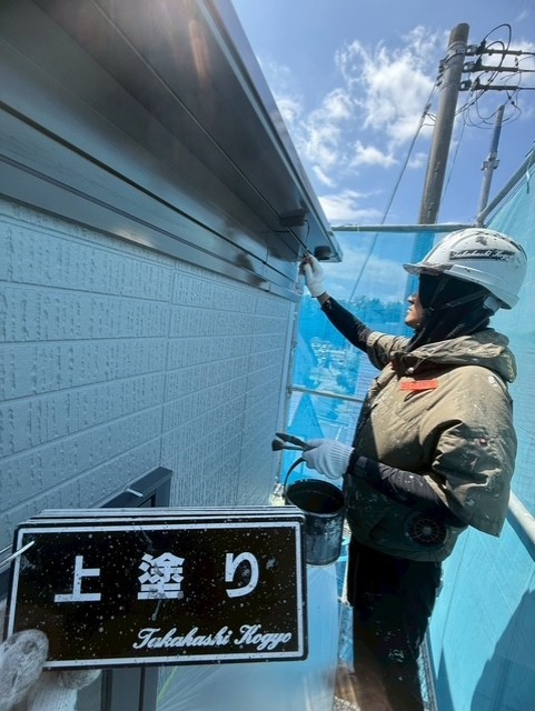 雨樋上塗り作業