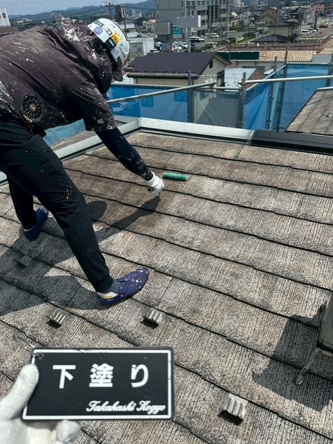 屋根2回目下塗り作業