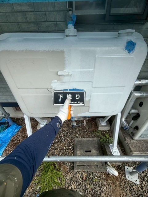 ホームタンク下塗り作業