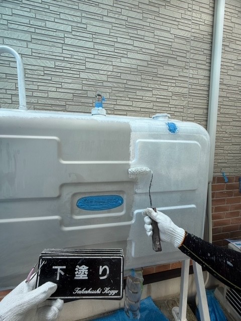 ホームタンク下塗り作業