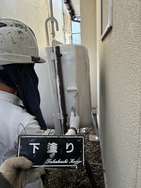 ホームタンク下塗り作業