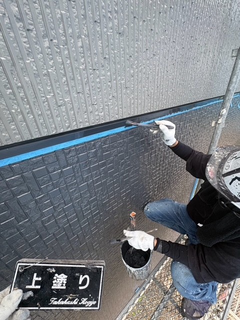 中間水切り上塗り作業