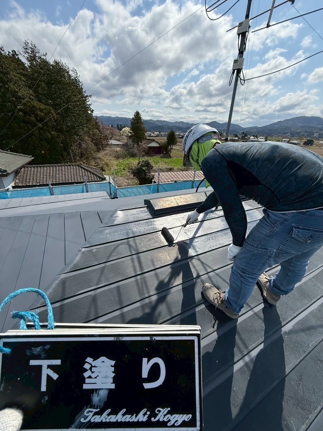 母屋屋根下塗り